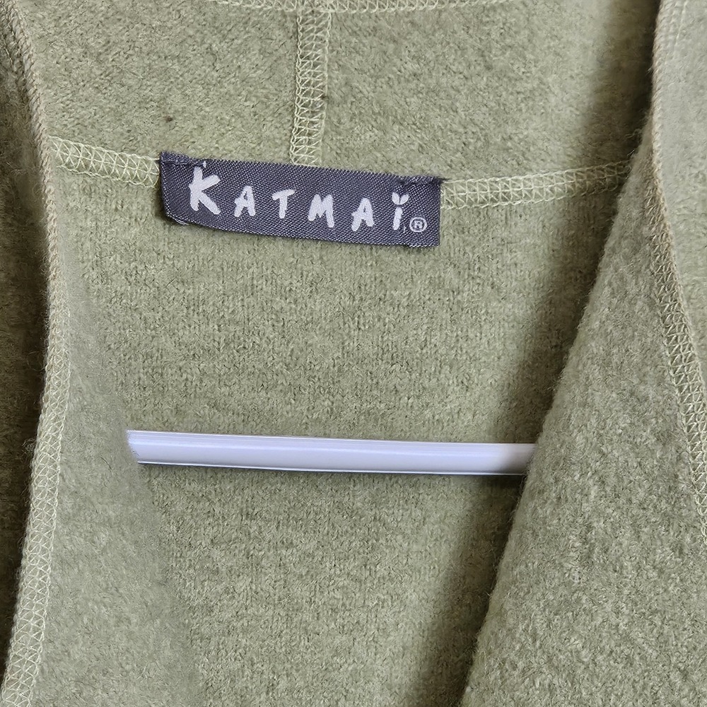 Katmai 100% Wool Green Open Front Jacket Waterfall‎ Collar Small - Picture 2 of 5